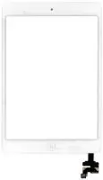 Сенсорное стекло (тачскрин) для планшета Apple iPad Mini (A1432, A1454, A1455) + stiker + IC с кнопкой Home, белое (OEM)