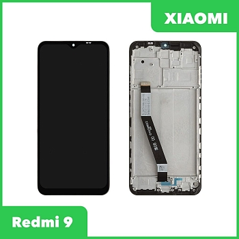 LCD дисплей для Xiaomi Redmi 9 с тачскрином, оригинал в рамке (черный)
