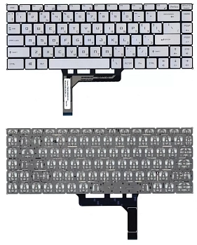 Клавиатура для ноутбука MSI GF63, GF63 8RC, GF63 8RD, серебристая с подсветкой